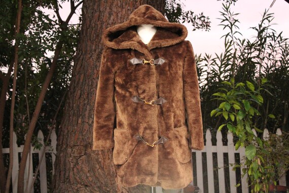 brown fur hooded coat