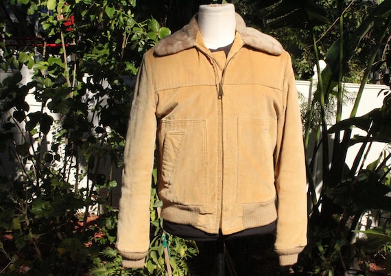 1960s Sears Vintage Tan Corduroy Insulated Jacket