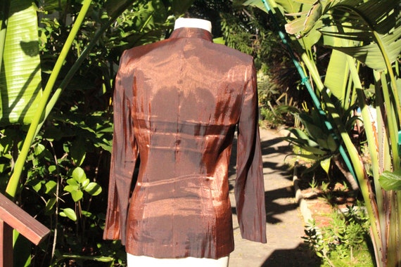 Vintage 70s Shiny Brown Womens Coat Made in USA (… - image 4