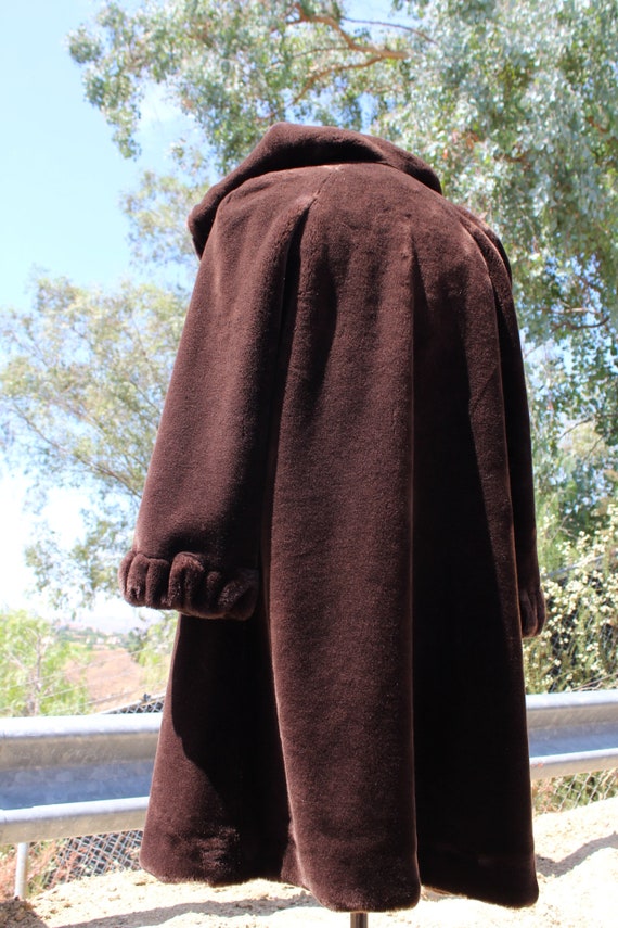 Chocolate Brown Faux Fur Coat with Hood (Vintage … - image 5