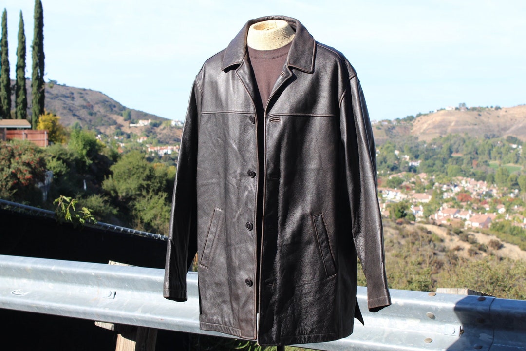 Vintage Dark Brown Leather Eddie Bauer XL Button up Coat (vintage Vintage Dark Brown Leather Eddie Bauer XL Button up Coat (vintage
