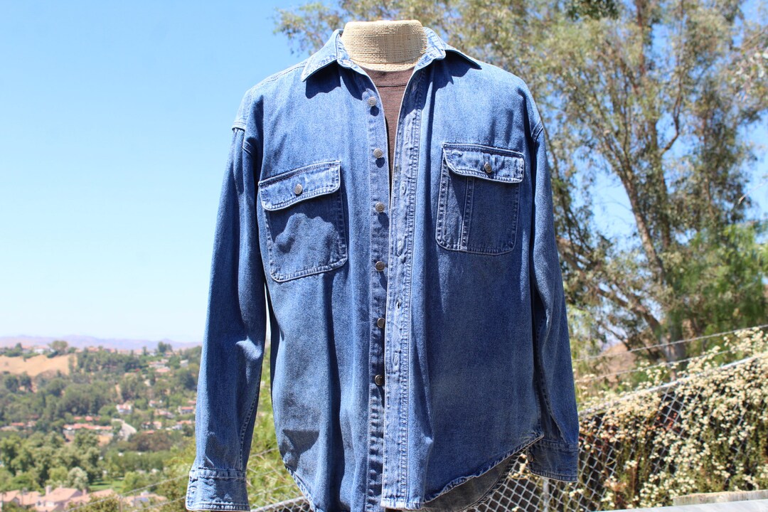 Vintage Blue Denim Men's Large Shirt Gap vintage / 90s / Gap - Etsy