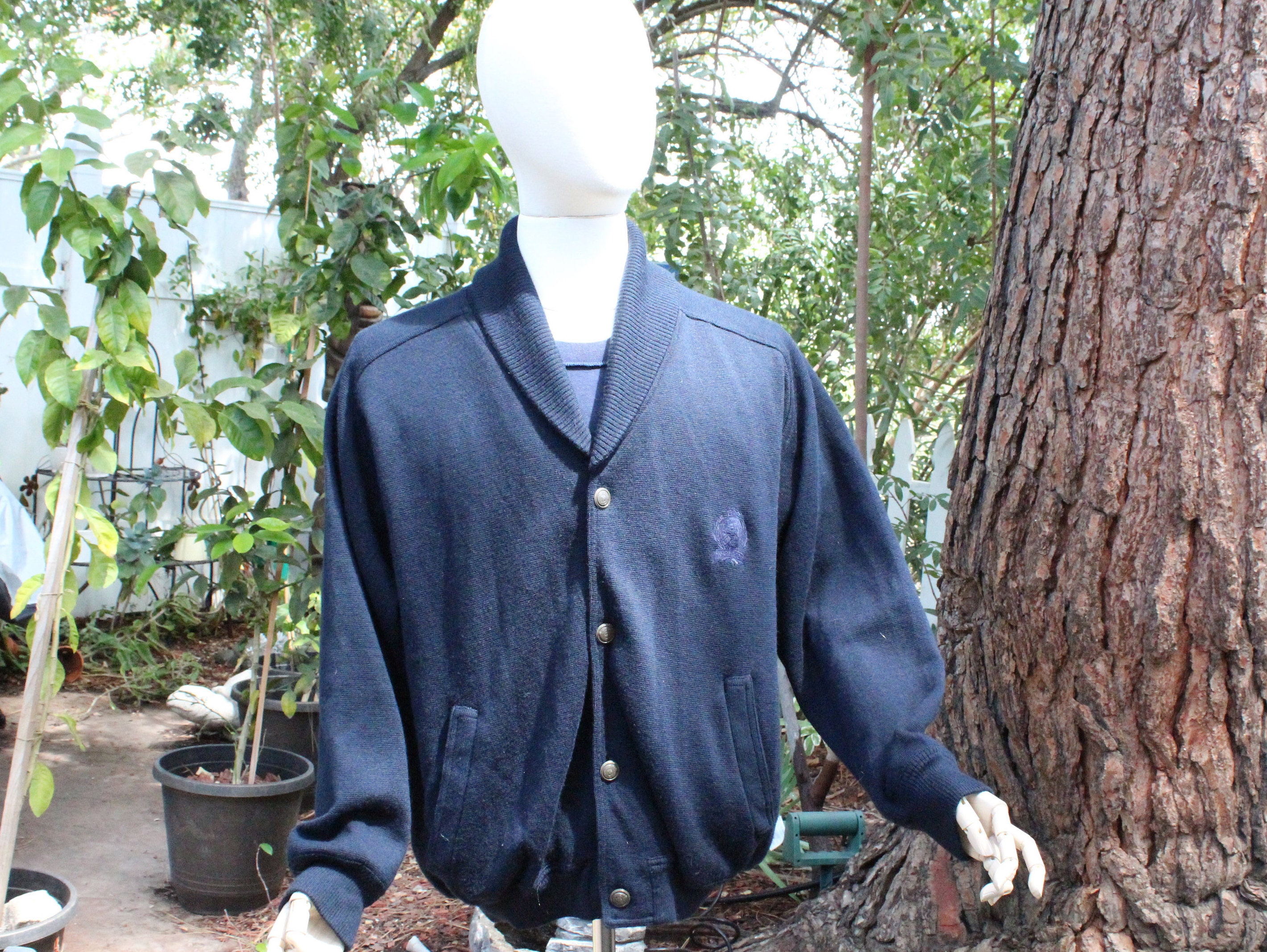 Vintage Blue Cowl Neck Mcgregor Cardigan Sweater College