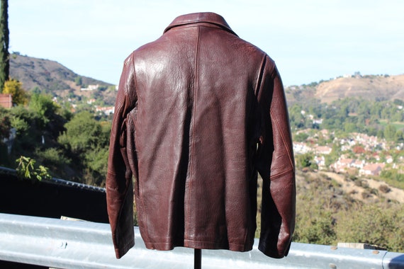 Vintage Dark Brown Leather Bomber Jacket XL (Vint… - image 5