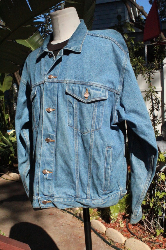 Blue Vintage 100 Cotton Denim Work Jacket (Vintag… - image 3