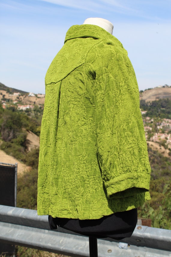 Green Corduroy 60s Chartreuse Women's Swing Coat … - image 5