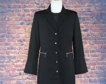 Long Black Goth Jacket with Zippers (Vintage / 80s)