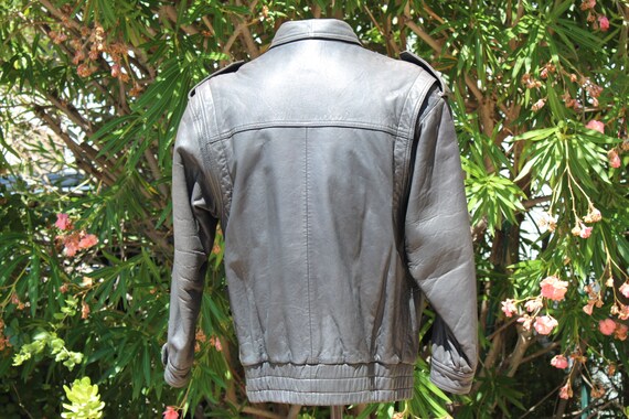 80s Black Leather Motorcycle Womens Jacket (Vinta… - image 5