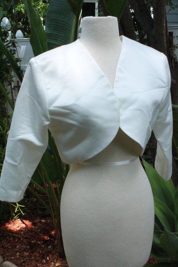 White Satin Bolero USA (Vintage / 80s / Night Sce… - image 2