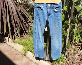 Kid's Levi's 511 Light Blue Wash Skinny Jeans 7 w Elastic Waist (Vintage / Levi's / 90s)