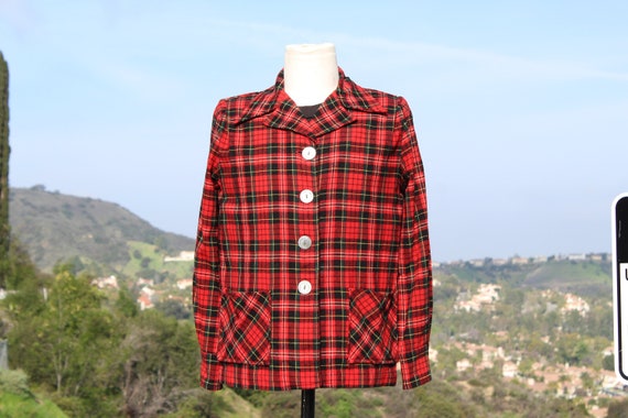 Vintage 50s Red Plaid Wool Jacket (Vintage / 50s /