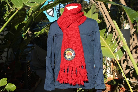 Red California State Parks Hand Knit Scarf (Vinta… - image 1