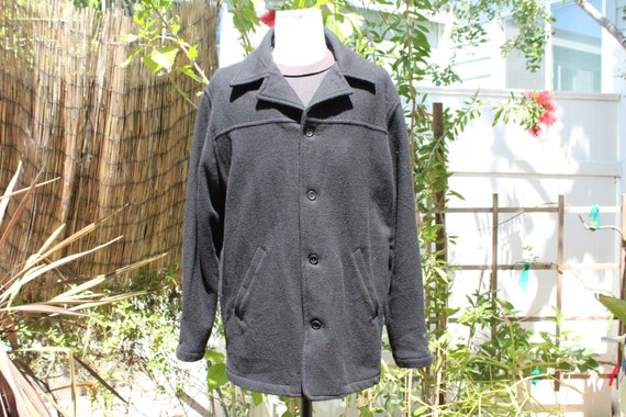 Classic Black Wool Woodlake Overcoat (Vintage / 8… - image 1