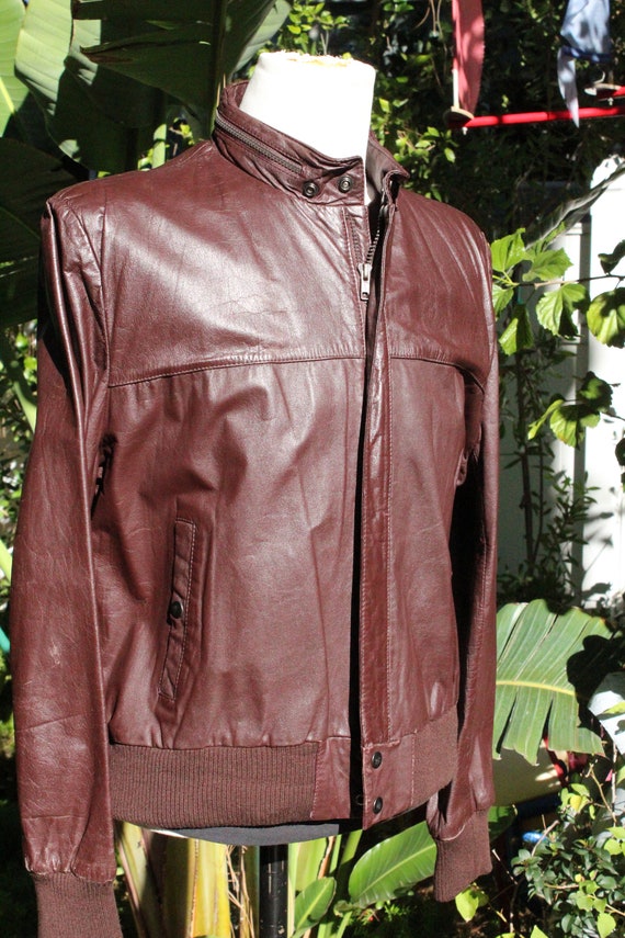 Vintage 70s Chocolate Brown Leather Jacket w Hidd… - image 2