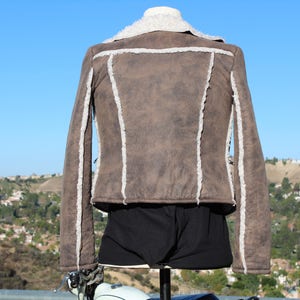 Vintage Brown Vegan Motorcycle Jacket with White Shearling Vintage / 80s image 5