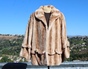 Light Brown Faux Fur Coat Large (Vintage / 80s / Dennis Basso)
