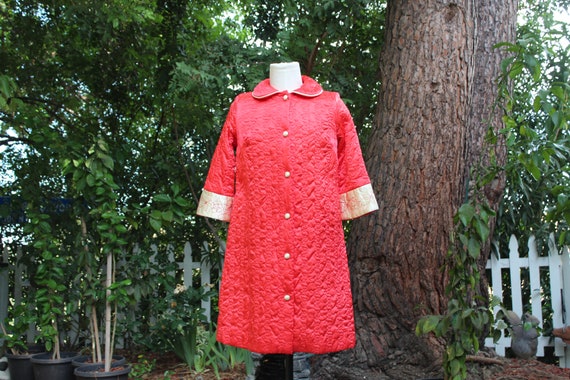 Vintage 50s Sears Red White Satin Robe (Vintage /