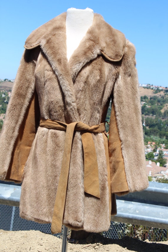 Vintage 60s Faux Fur and Suede English Womens Coa… - image 5