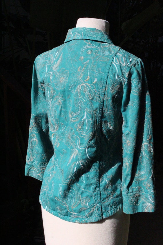 Light Blue Cotton / Linen Embroidered Jacket (Vintage… Gem