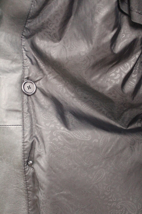 Long 80s Black Leather Vintage Trench Coat (Vinta… - image 8