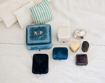 Antique jewelry boxes for a bracelet, a ring, or earrings