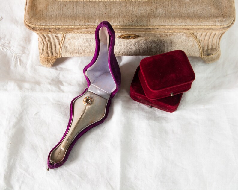 Antique Velvet Jewelry Boxes Antique Pin Box Antique Brooch Etsy