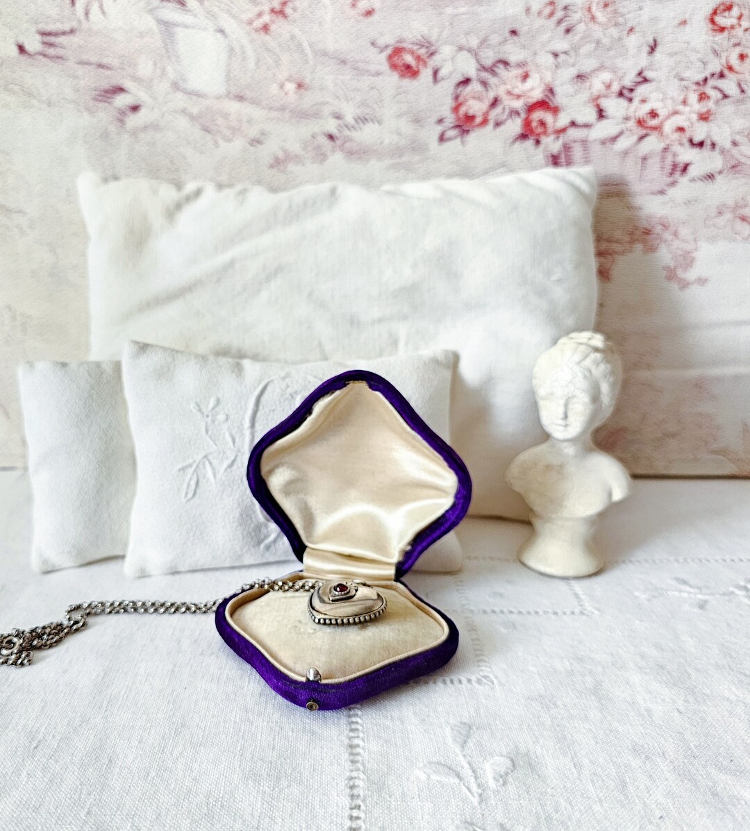 Antique Purple Velvet Jewelry Box Etsy