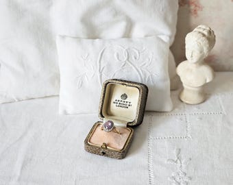 Antique grey leather ring box from Asprey, London