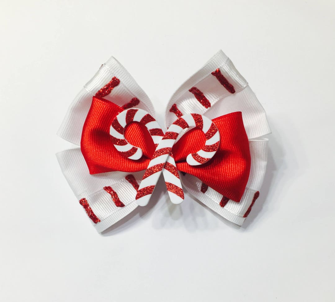Christmas Candy Cane Hair Bow Etsy