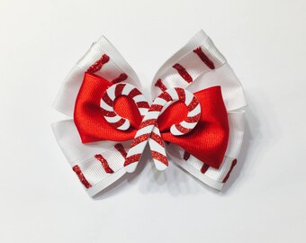 Christmas Candy Cane Hair Bow