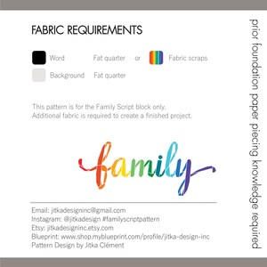 Family Script Foundation Paper Piecing Pattern - Etsy