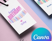 Happy Birthday Streamer Gift Tags | Printable & Editable Template