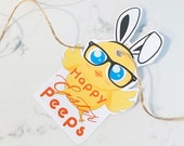 Happy Easter Bunny Chick Gift Basket Tag | Printable PDF Download