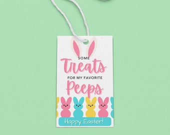 Treats for My Peeps Easter Gift Tags | Easter Basket Tag | Printable PDF Download