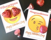 Valentine's Day Emoji #iheartyou & #hugsandkisses Gift Tags | Printable PDF Download