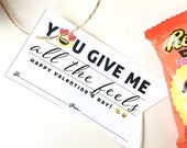 Valentine's Day "You Give Me All The Feels" Gift Tags | Printable PDF Download