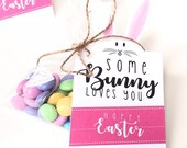 Happy Easter Bunny Shaped Gift Tags | Some Bunny Loves You | Printable PDF Download