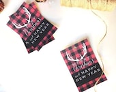 Merry Christmas Plaid Reindeer Antler Gift Tag | Printable PDF Download