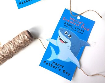 Happy Fathers Day Daddy Shark Gift Tags | Printable PDF Download