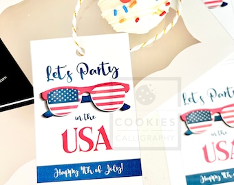 Etiquetas de regalo para la fiesta del 4 de julio en EE. UU. / Etiquetas de regalo del Día de la Independencia / Descarga en PDF imprimible