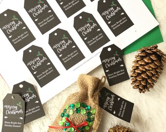 Merry Christmas Holly Gift Tags: Printable Holiday Tags (PDF Download)