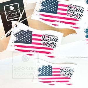 Happy 4th of July American Flag Gift Tags | Independence Day Gift Tag | Printable PDF Download