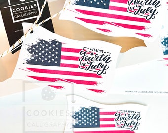 Happy 4th of July American Flag Gift Tags | Independence Day Gift Tag | Printable PDF Download