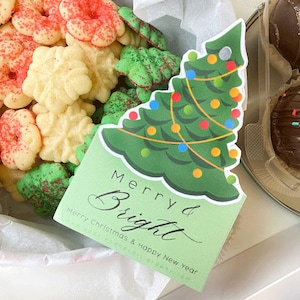 Merry & Bright Christmas Tree Gift Tag | Tree Shaped Gift Tag | Printable PDF Download