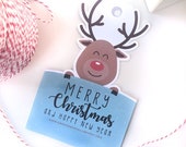 Merry Christmas Rudolph Reindeer Gift Tag | Reindeer Shaped Gift Tag | Printable PDF Download