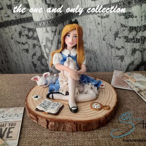 ALICE in Wonderland, HANDMADE on a wooden base