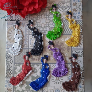 Two FLAMENCA Olé 2 brooches, handmade in polymer clay,