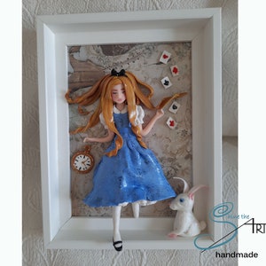 ALICE IN WONDERLAND handmade in frame