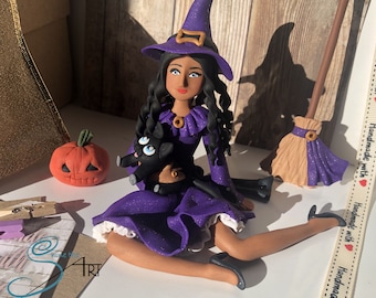 Witch doll handmade in modelingclay