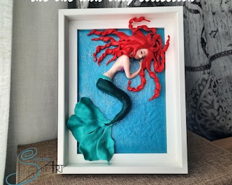 THE LITTLE MERMAID handmade on wooden frame